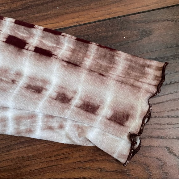 Brown Tie-Dye Swoop Neck Longsleeve Lettuce Edge Top - Picture 5 of 5